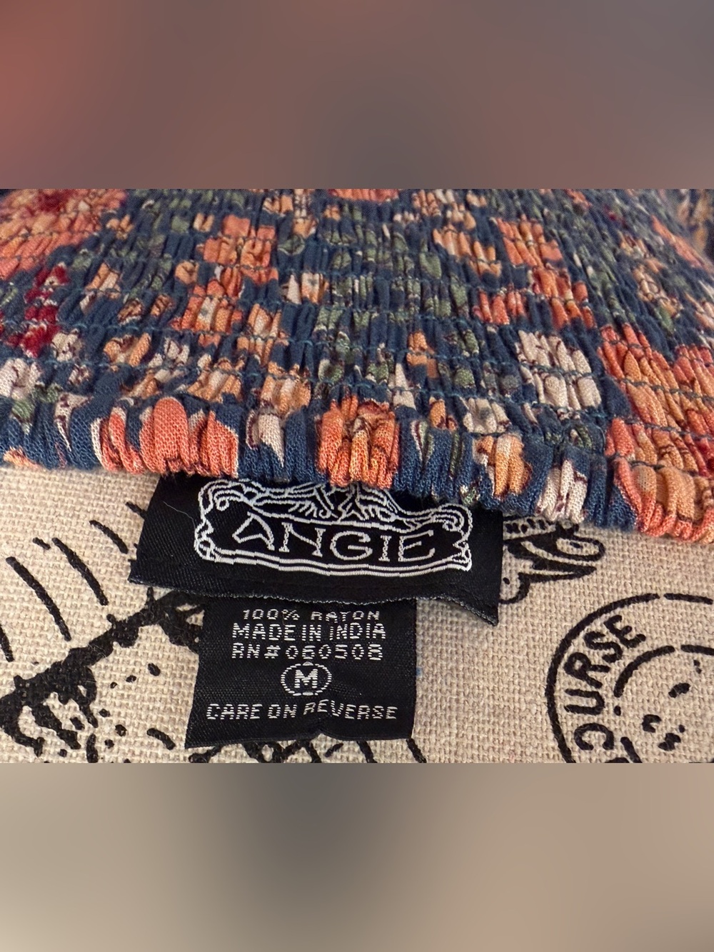 Angie Floral Maxi Dress Medium Boho Cottagecore Smocked Crochet Sleeve 100%Rayon - Picture 8 of 8